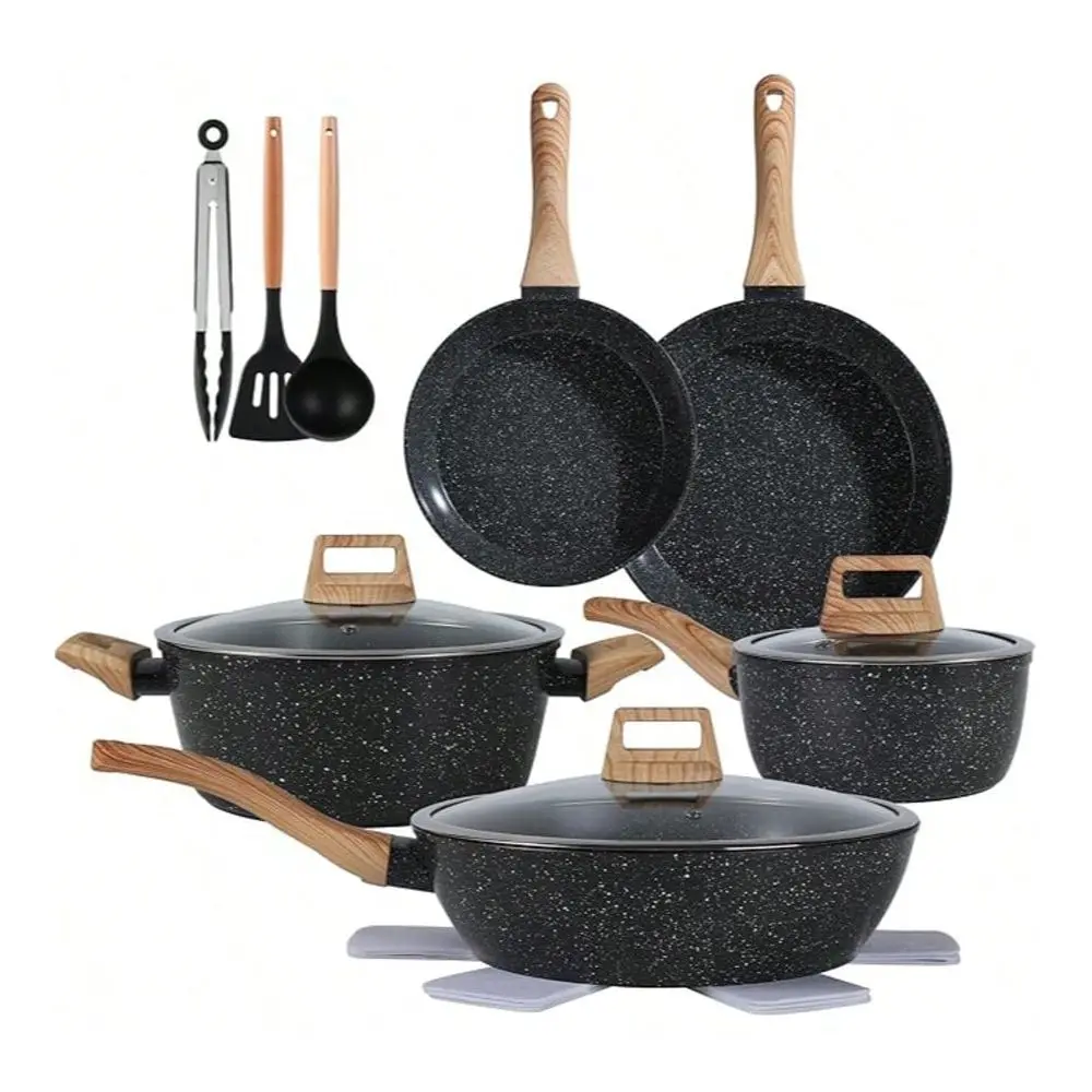 

Cookware Sets 15PCS Pots And Pans Set Non Stick Black15
