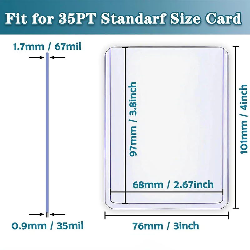 투명한 보호 트레이딩 카드 탑 로더, 거치대 하드 플라스틱 카드 슬리브, 야구 카드, 스포츠 카드용 거치대, 35PT