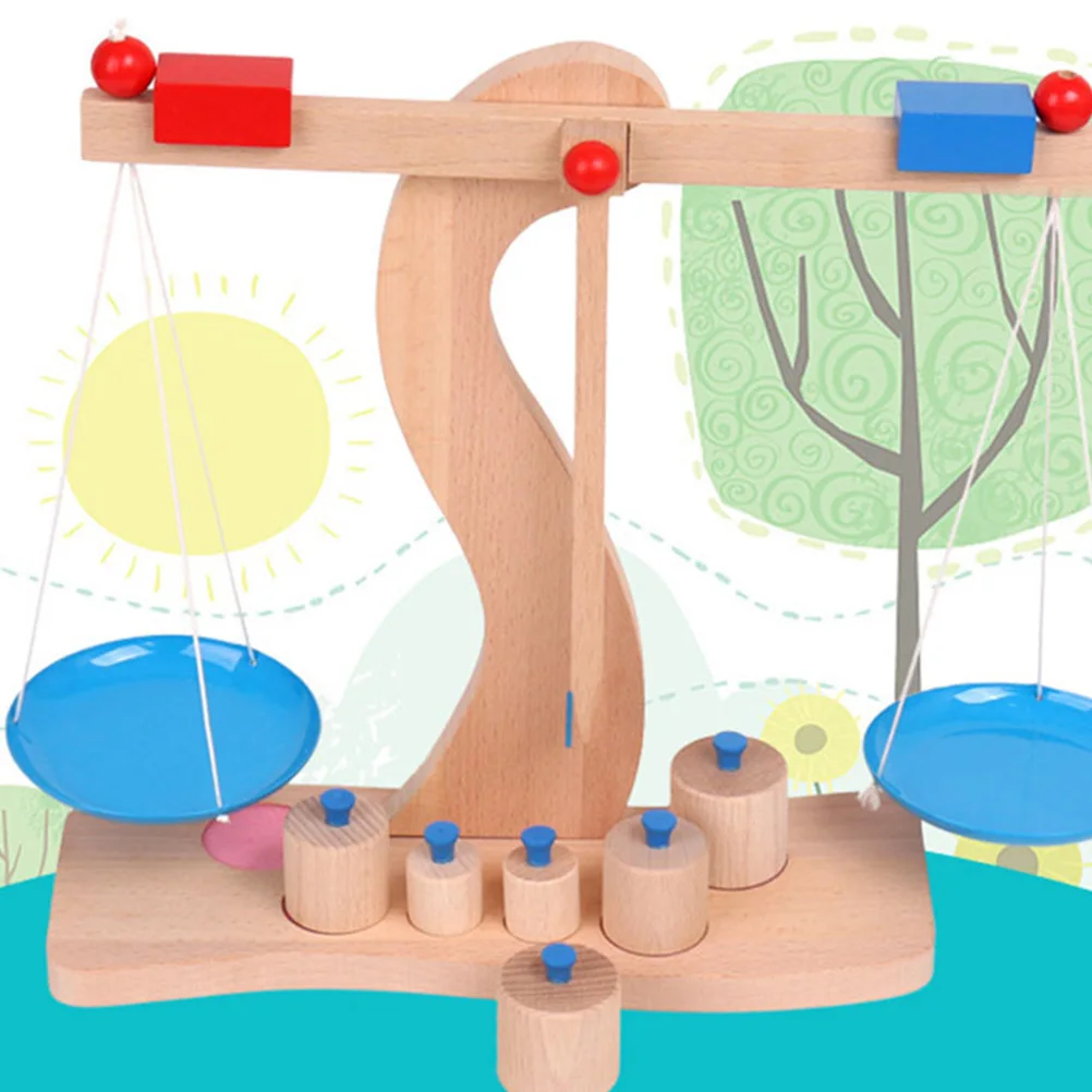 

1 Set Of Wooden Balance Scale Early Educational Learning For Kids Sense Of Weight Balance Balancing Game Toddler Wooden Toy