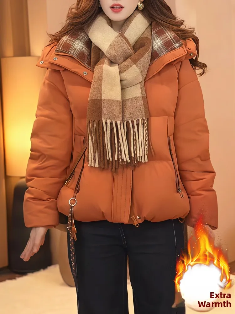 

Korean Sle Commuter ort down Jaet Women's Thiened Winter Coat Lapel Zipper ket Warm Casual Faion Outerwear