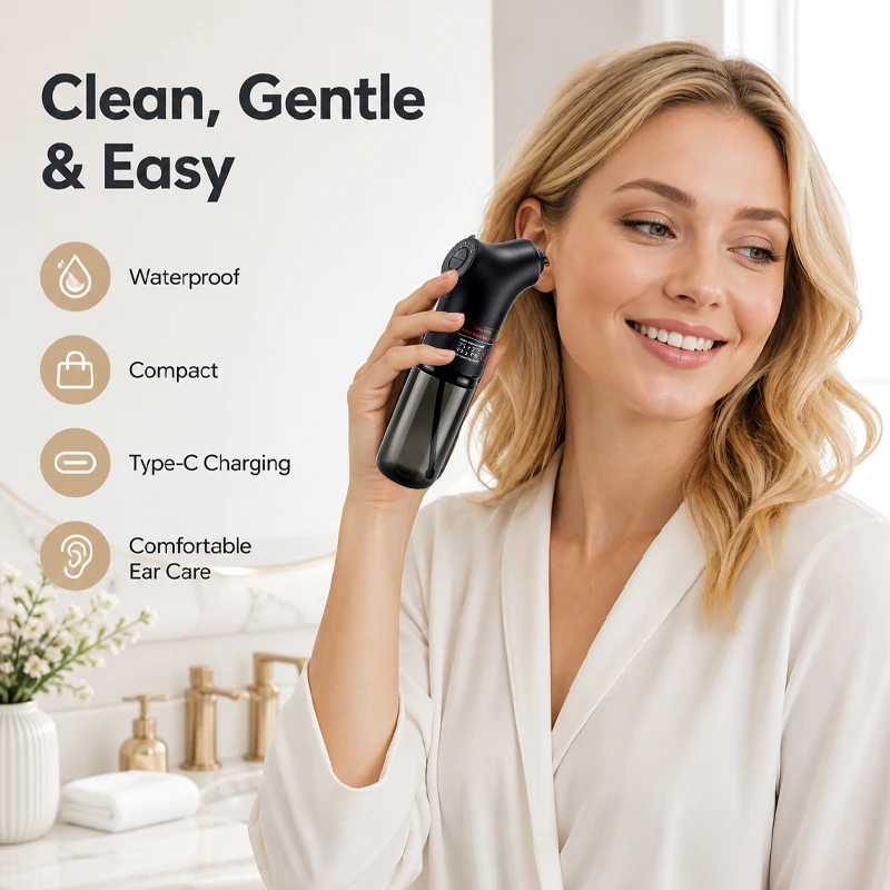 Electric Ear Wax Removal Irrigation System 3 Pressure Settings Water Powered Ear Cleaner with Dual 2in1 Water Tank for Home Use