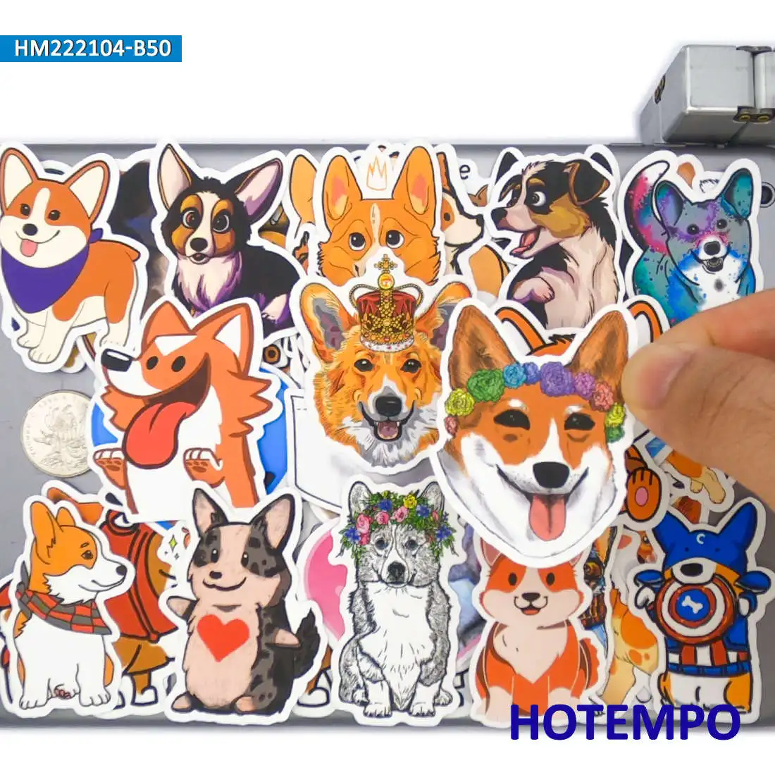 50Pieces Cute Corgi Dog Funny Cartoon Pembroke Animals Graffiti Stickers for Kids Notebook Guitar Phone Laptop Car Sticker Toys