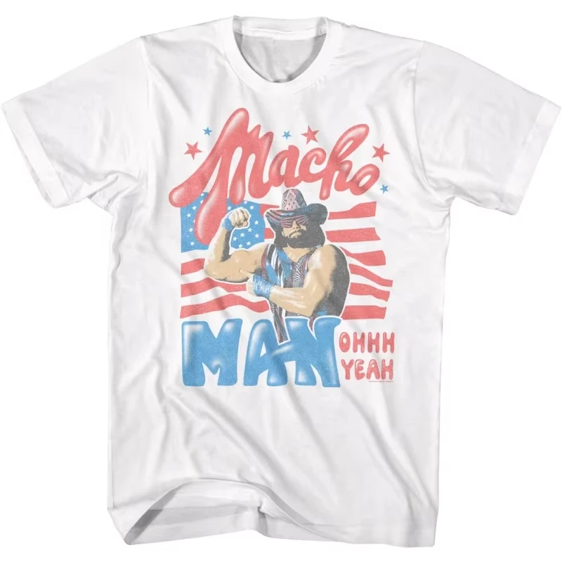 Macho Man Randy Savage Retro Neon Graphic T-Shirt Men Women 80s Wrestling Fan Print Casual Streetwear Tee Breathable Cotton