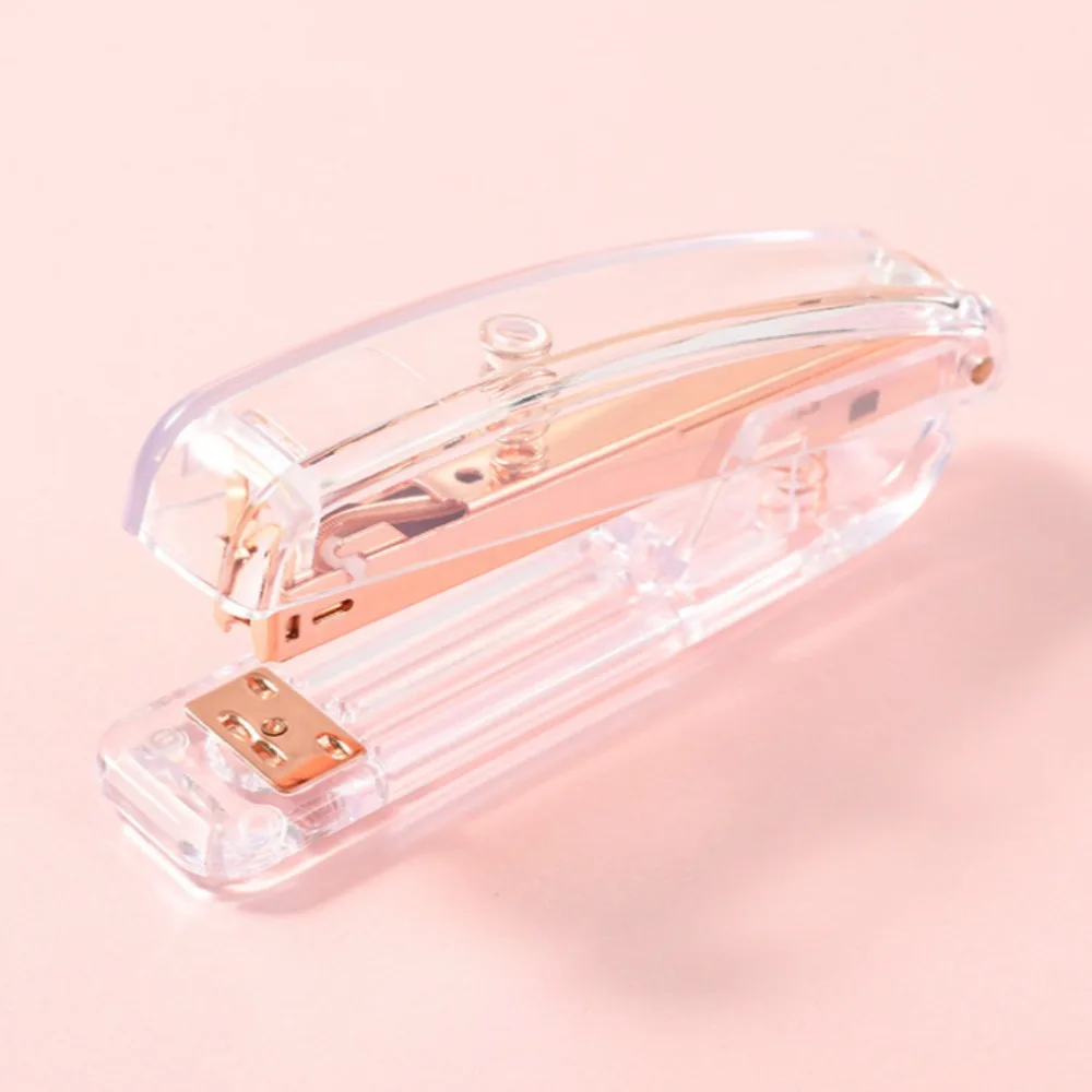 Desk Accessory Kit,Acrylic Stapler Set Tape Dispenser, Staple Remover with 1000pcs Staples Rose Gold for Everyday Office Needs