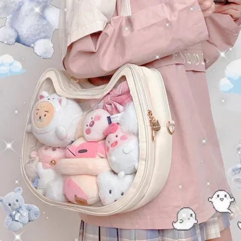 JIAERDI Harajuku Эстетическая прозрачная белая сумка на плечо женская сумка с милым котом Ita сумка женский мини-рюкзак в стиле Лолиты Itabag