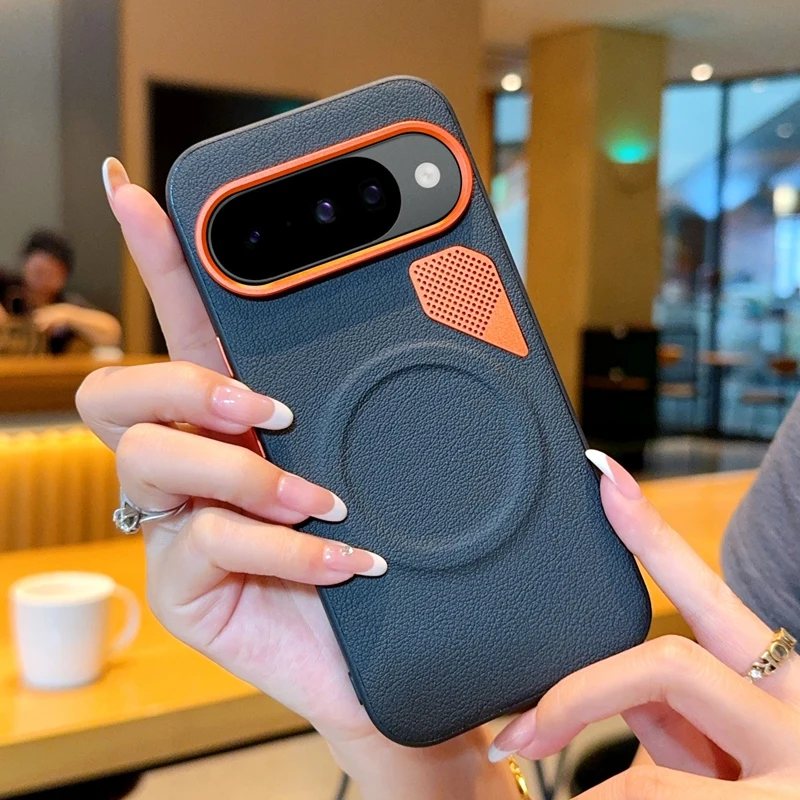 Etui na Google Pixel 9 Pro XL, twarde, z PU, magnetyczne, z obsługą bezprzewodowego ładowania, ochronne etui na tył telefonu, obudowa na Pixel 9 9Pro XL 9A — zdjęcie produktu 5