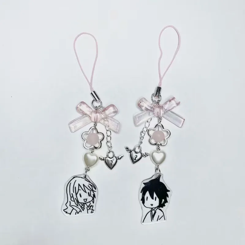 super cute horimiya anime hori and miyamura matching phonecharm keychain