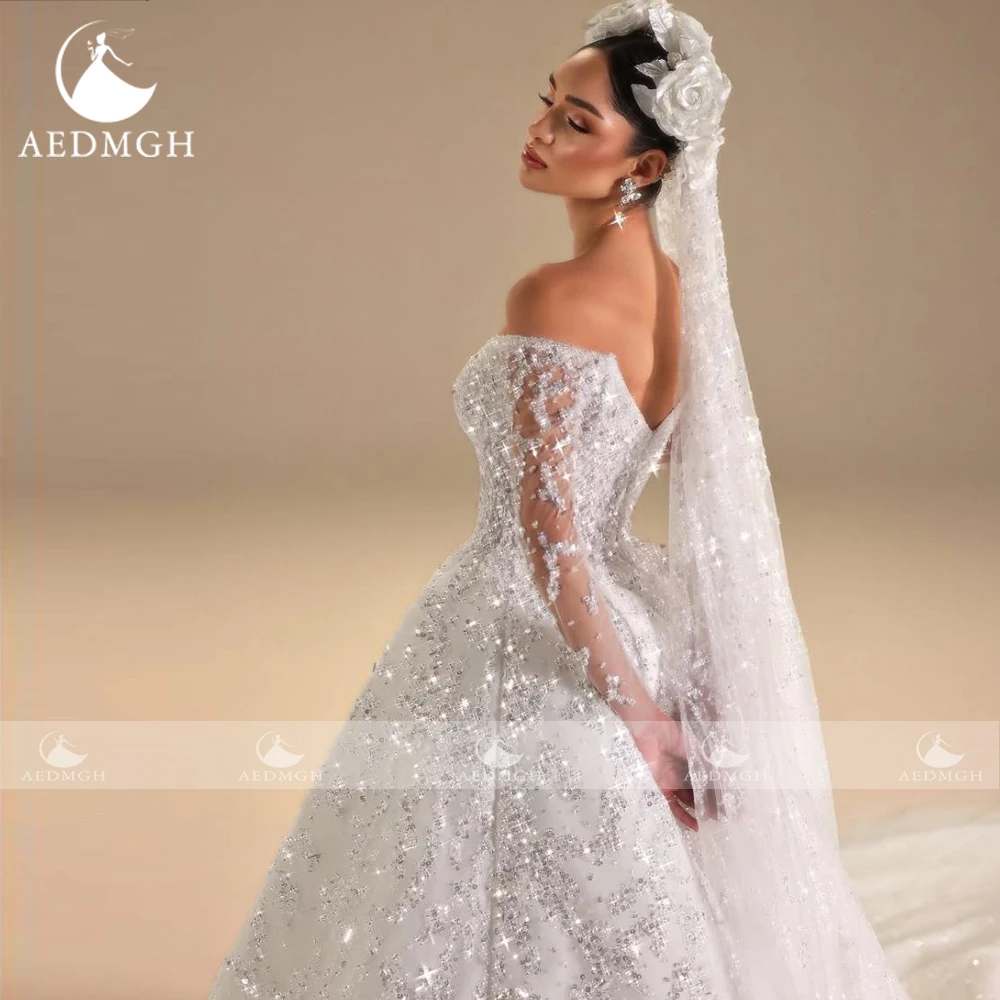 Aedmgh Ballkleid Königliche Brautkleider Für Frauen Schatz Vestido De Novia Perlen Pailletten Luxus Nach Maß Brautkleider