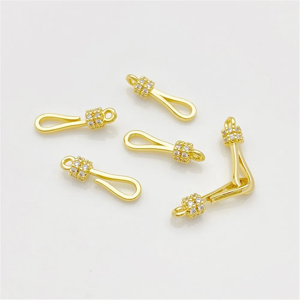 

14K Gold Inlaid Fishhook Pearl Necklace Ending Buckle Handmade Diy Bracelet Link Buckle Material Accessories K130