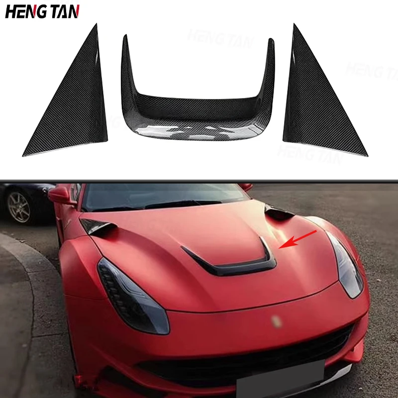 Carbon Fiber For Ferrari F12 2013-2015 Car Front Hood Scoop Vent Frame Trim Engine Bonnet Outlet Air Intake Splitter Body kit