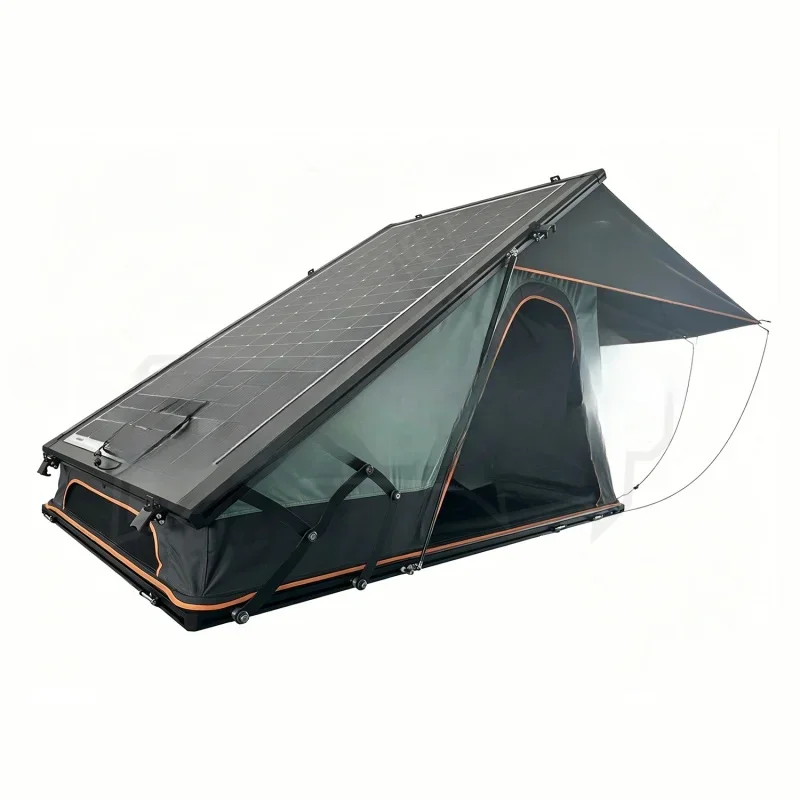 High Quality Ultra Thin Raised Triangle Double Layer Hard Shell Rooftop Tent Four‑season One Bedroom Waterproof Polyester