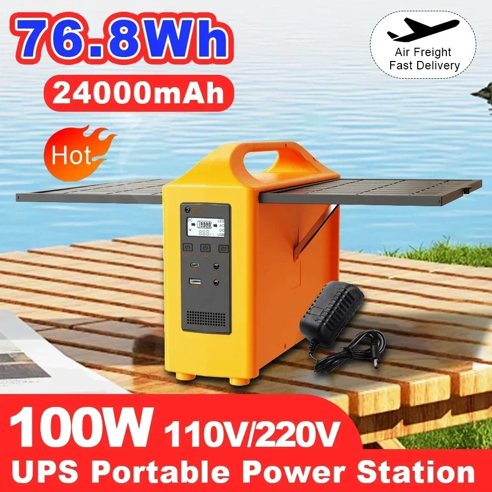 100W Portable Power Station 100V/220V Solar Power Generator UPS Charging Stations Outdoor Emergency Power Bank LED For Camping