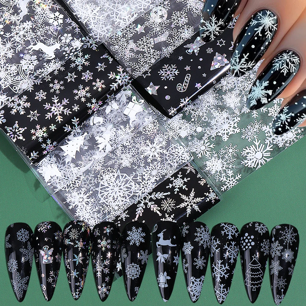 10 قطعة عيد الميلاد المجسم مسمار رقائق مجموعة الشتاء السنة الجديدة نجوم الثلج هدية شجرة عيد الميلاد السماء المرصعة بالنجوم احباط نقل ورقة ديكور #1