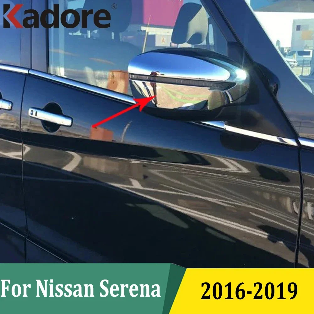 

For Nissan Serena 2016 2017 2018 2019 Chrome Side Door Rearview Mirror Cover Trims Sticker Car Exterior Accessories
