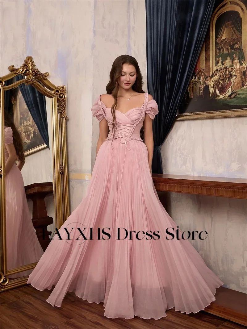 LAYXHS – robe de soirée trapèze à lacets, col en v, longueur au sol, robes de bal personnalisées pour femmes