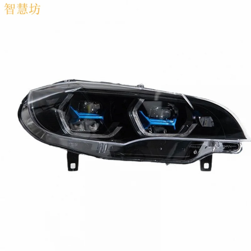 Suitable for 07-13 BMW X5 Headlight Assembly E70 Modified M4 Spoon Golden Eye Dual Color Laser Headlight