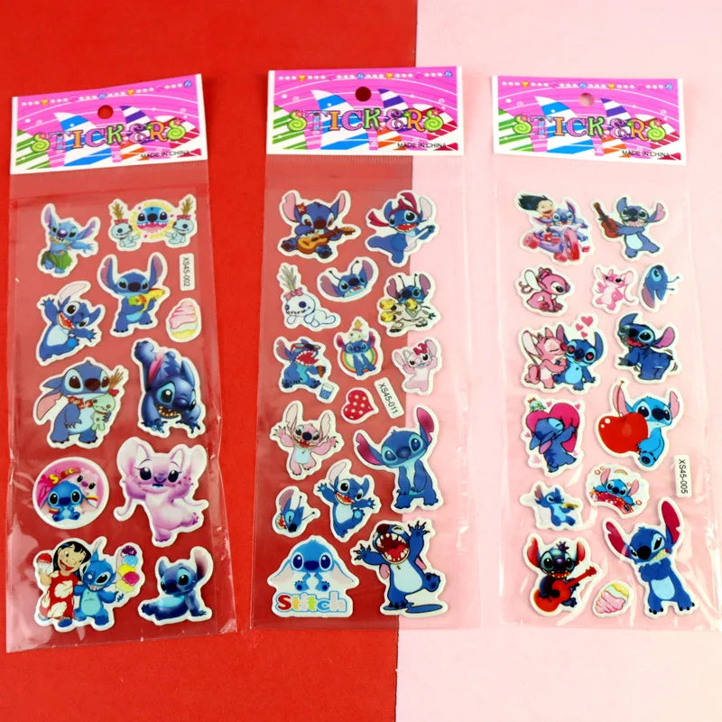 

Cartoon Stitch Bubble Stickers Kawaii Anime Three Dimensional 3D Puffy Bulk Sticker Kids Girl DIY Toys Sticker Kids Gift 12pcs