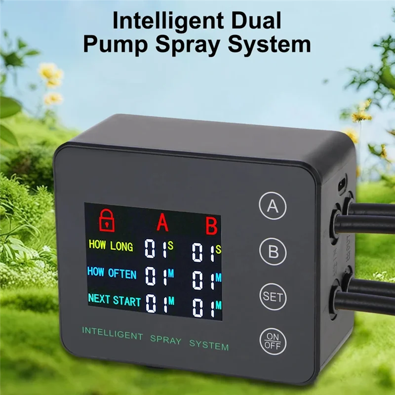 【Flash-Deal!】4 Nozzles Electronic Spraying Set Double Pump Irrigation Timer System Irrigation Timer