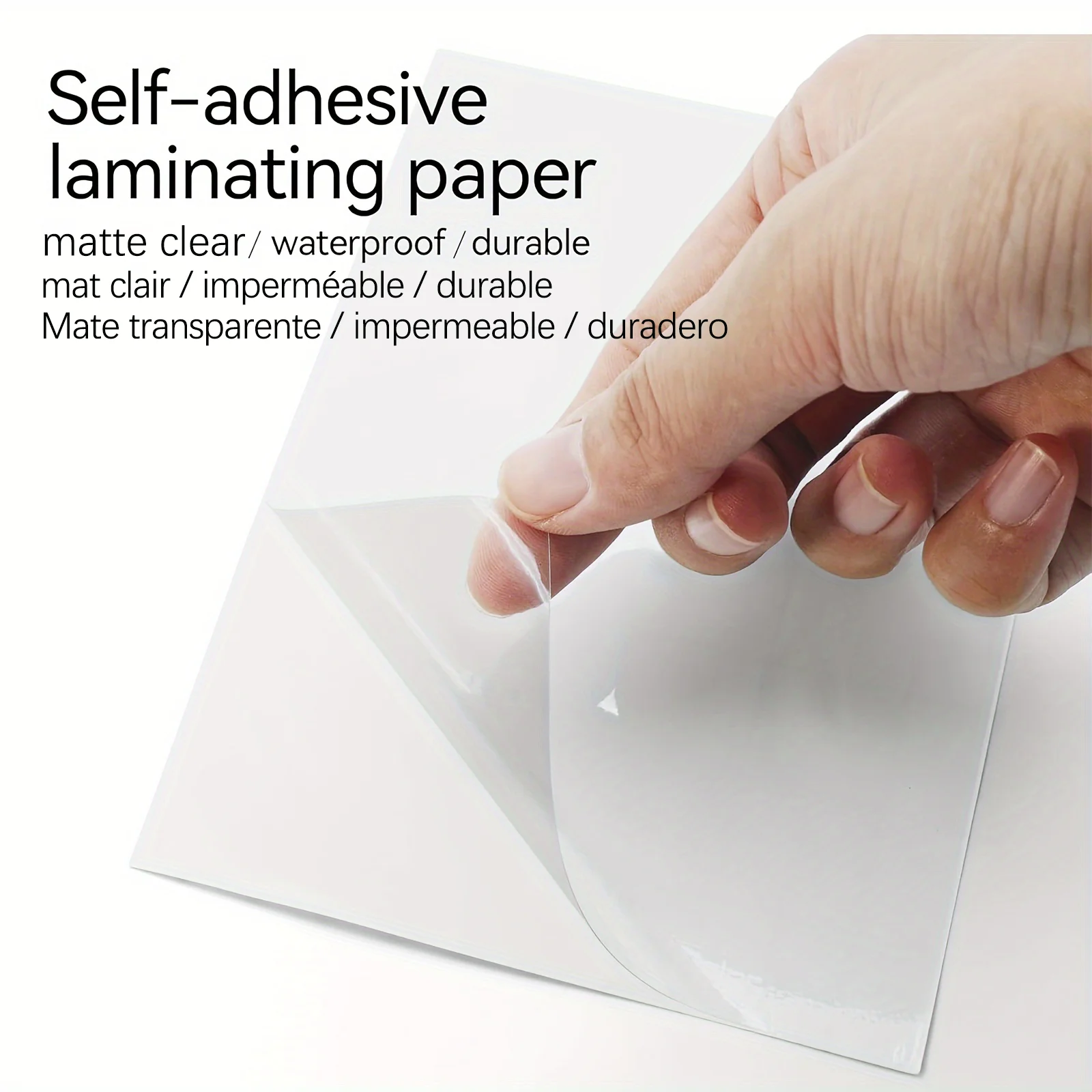50 Sheets A6 Size Matte Finish Clear Cold Laminating Film Waterproof Self-Adhesive Document & Photo Protection Sheets