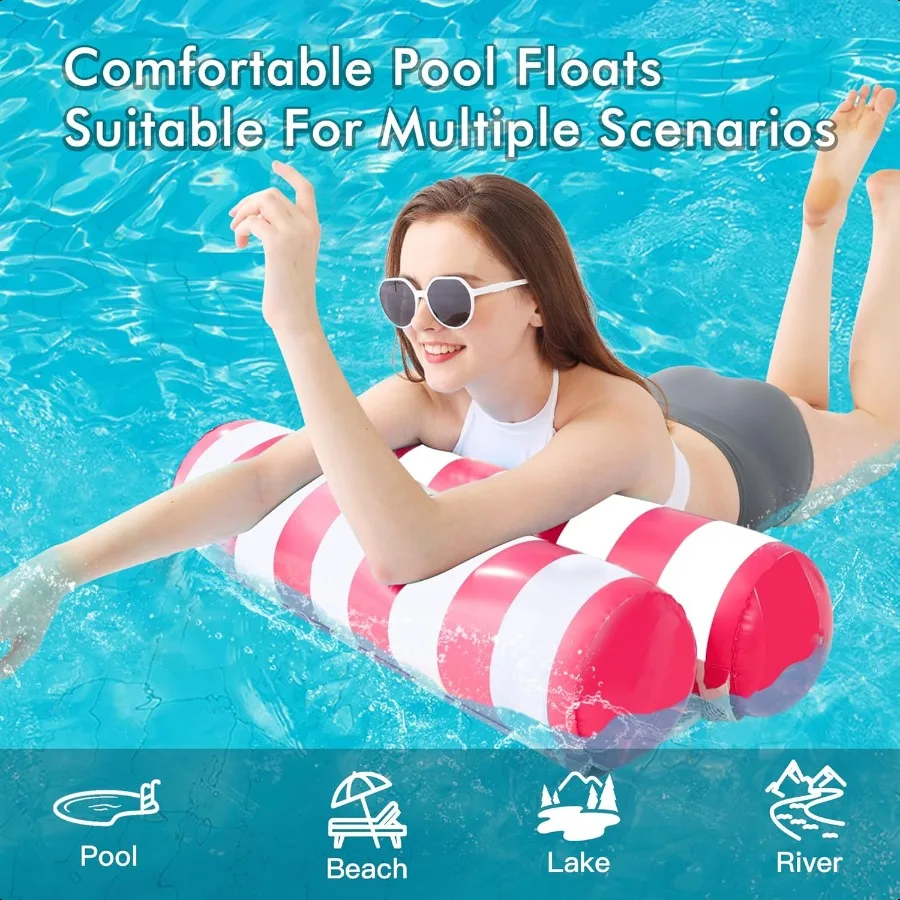 3 Pack Iatable Pool Floats 4in1 Water Hammock Pool Floats Adult Size for Swimming Pool Party Summer Lake Water Fun