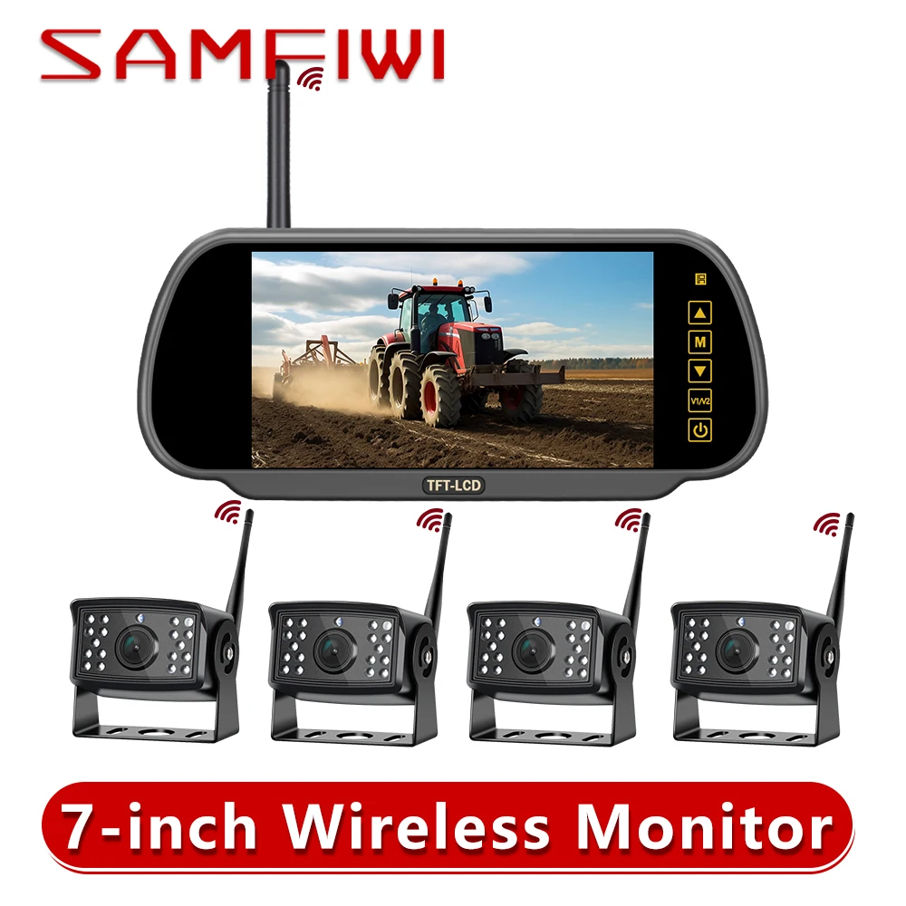 

7 inch AHD Wireless DVR Mirror Monitor IPS 720P Night Vision Reverse Backup Recorder Wifi Camera For Bus Car Truck