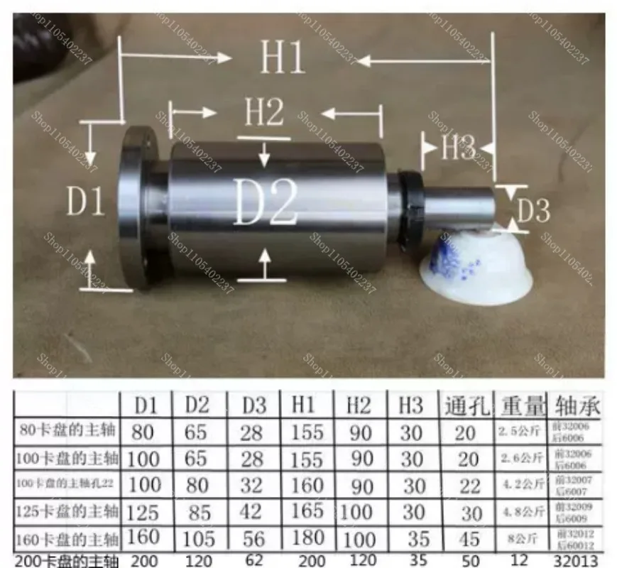 High Strength Mini Lathe Headstock Assembly With Flange Plate,Tapered Bearing Spindle Unit Without Chuck For Bench Turning