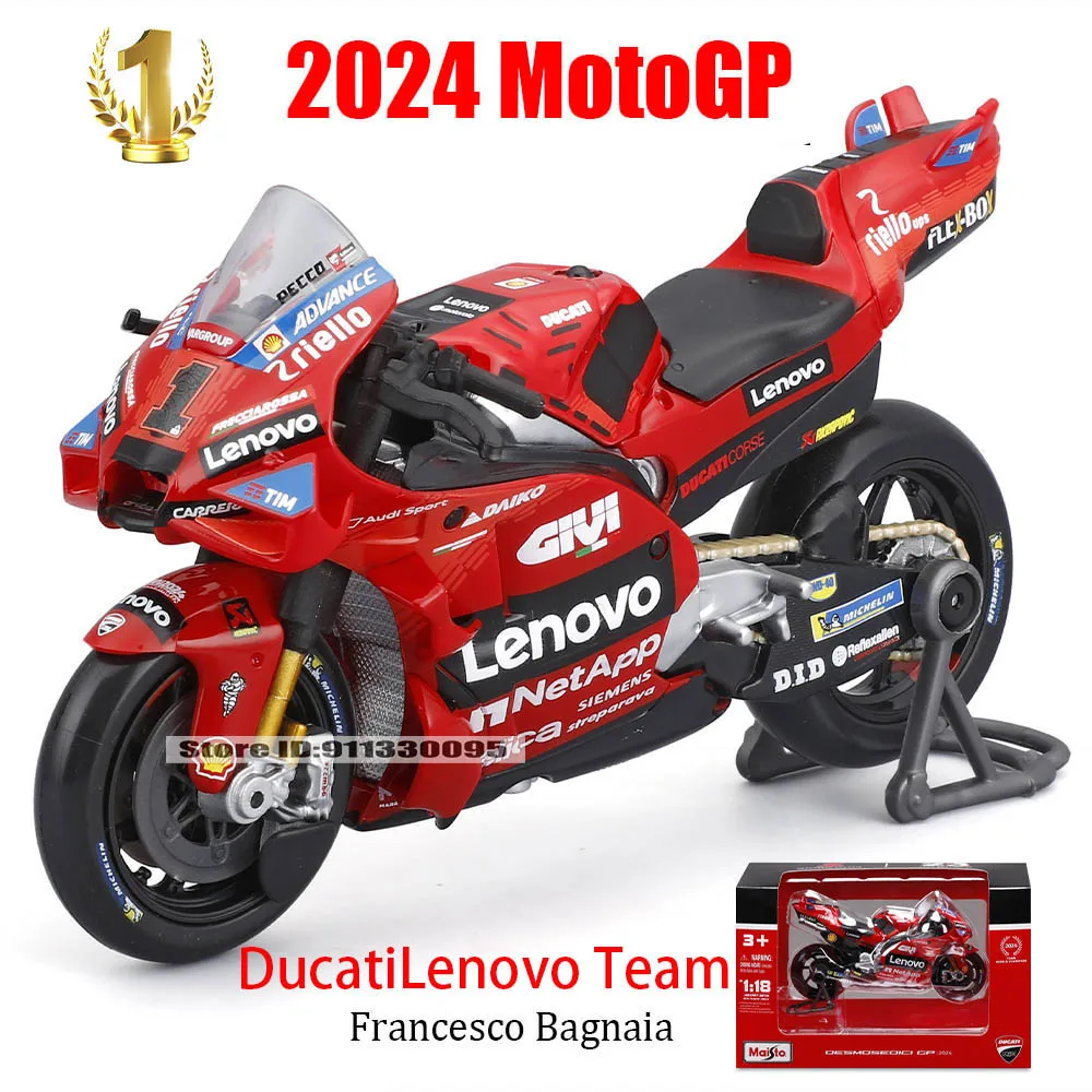 

Maisto 1:18 2024 Ducati Lenovo Team #1 Bagnaia Champion driver Moto GP Racing casting alloy motorcycle Model collection gift toy