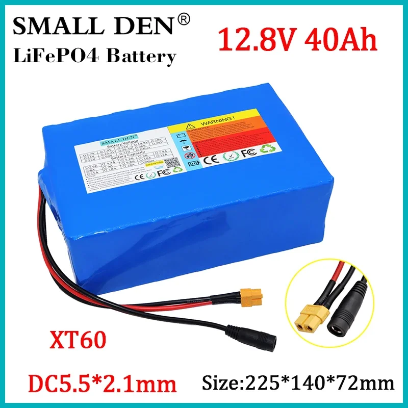 

12.8V 40Ah 32700 Lifepo4 Battery Pack 4S6P Built-in 40A Same Port BMS For E-boat LED Lamp Player UPS 12V Power Supply+5A Charger