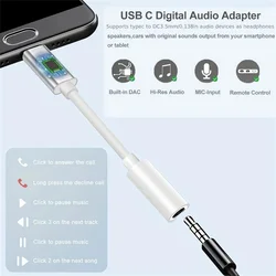 USB C to 3.5mm Headphone Adapter DAC Digital Audio Aux Dongle HiFi Sound Converter for iPhone 15 16 Samsung S22 S21 S20