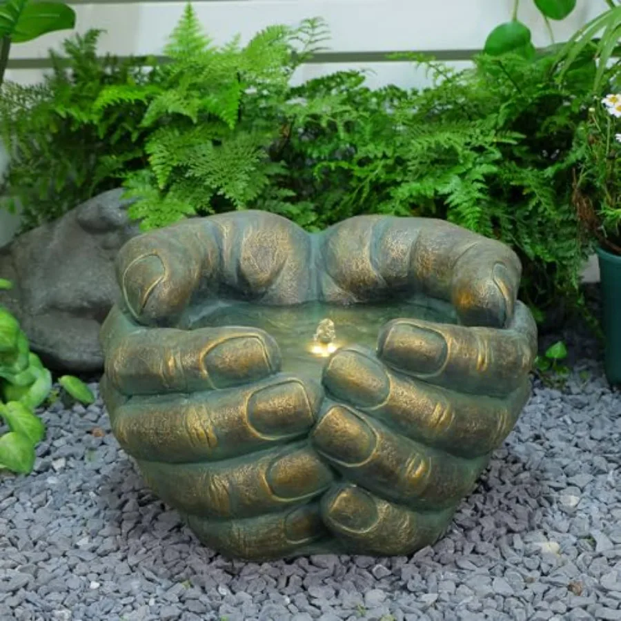 19.7 Outdoor Zen Water Fountain With Led Resin Buddha Hand …