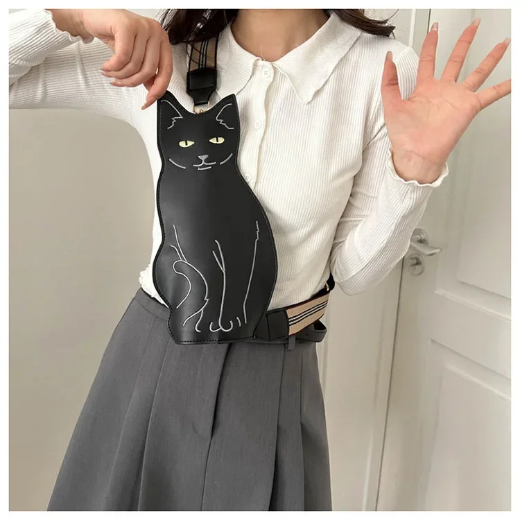 Special Modelling Cat Chest Bag Women Men Niche Animal Shape Crossbody Bag Cool Fashion Personalized Designer Cartoon Bag