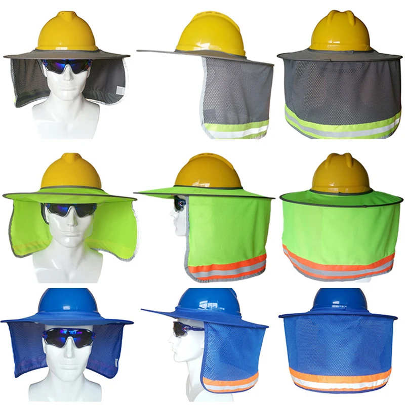 Hi Vis Reflective Safety Summer Sunshade Protective Helmets Sunshade Outdoor Construction Neck Shield Protective Helmets