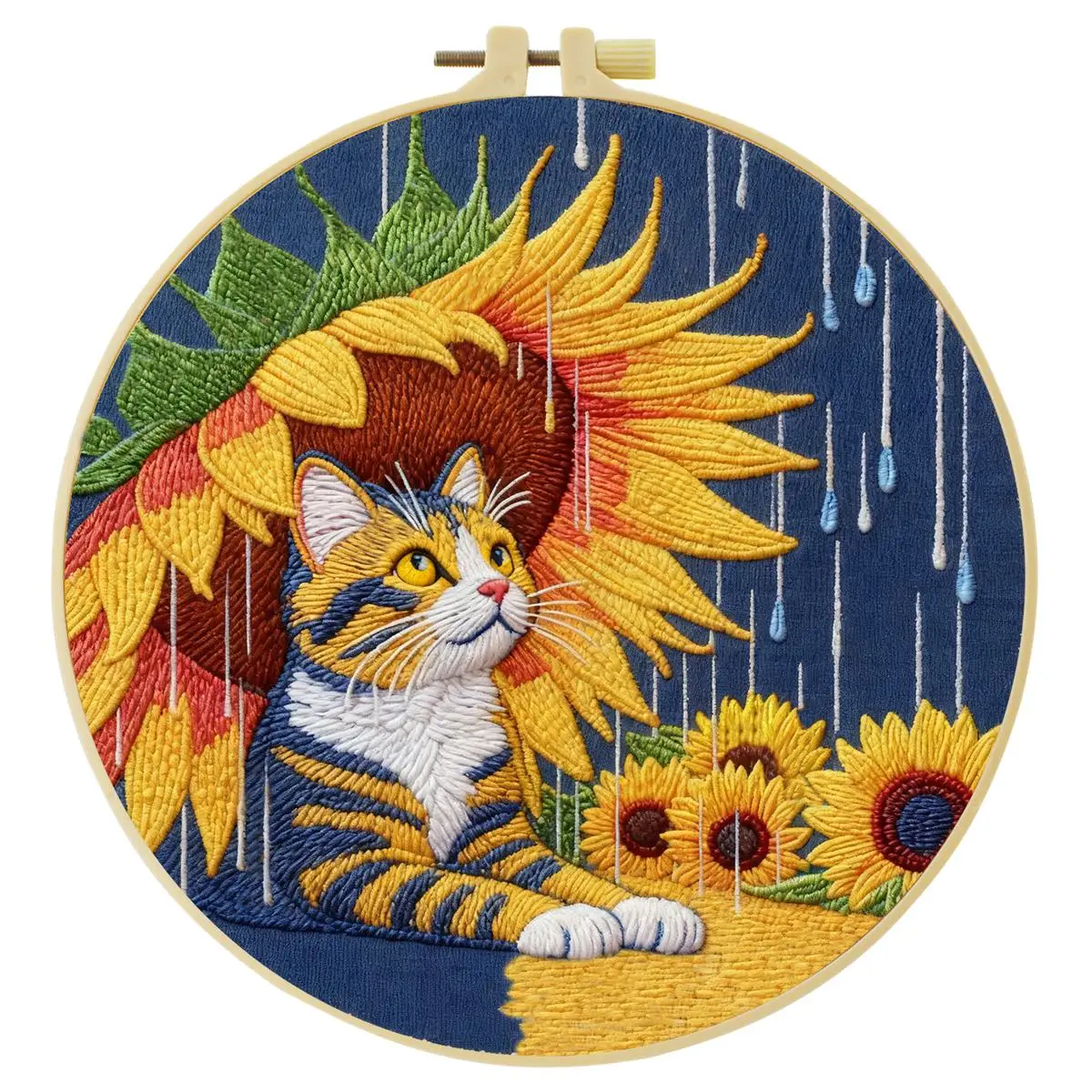 1 Stück 20X20CM/15X15CM 7,87/6,3 Zoll Tier - Katze Stickerei Starter-Kit DIY-Kit DIY-Stickerei-Set für Anfänger – Detail 3