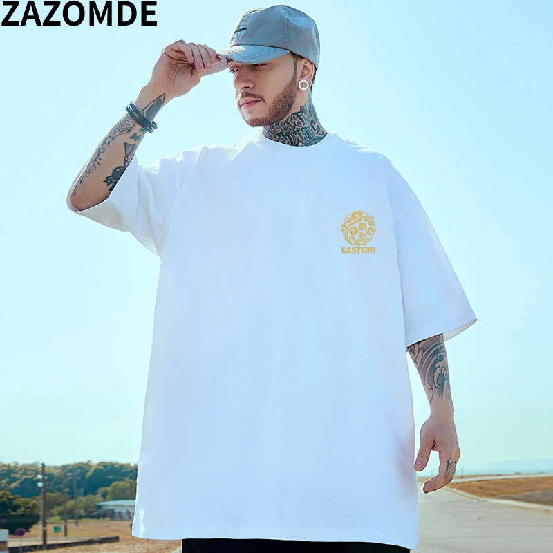 ZAZOMDE Summer Cotton Men T Shirt Symbols Chinese Character Tees Men TShirt High Quality Oversized T Shirt Streetwear Hip Hop