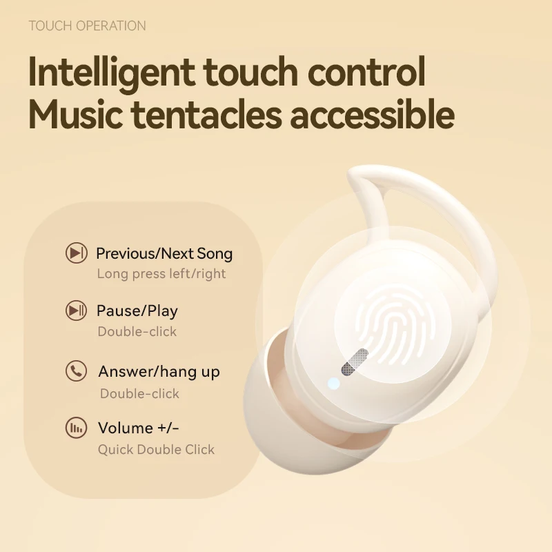 

TWS sleep earbuds, panoramic stereo sound, AI noise cancellation, Bluetooth 5.4, skin-friendly liquid silicone , eco-friendly