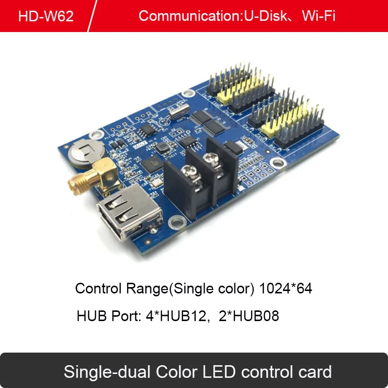 Huidu Single-dual Color Controller HD-W60/W62/W63/W64A ,LED Display Screen Wi-Fi Control Card USB Port