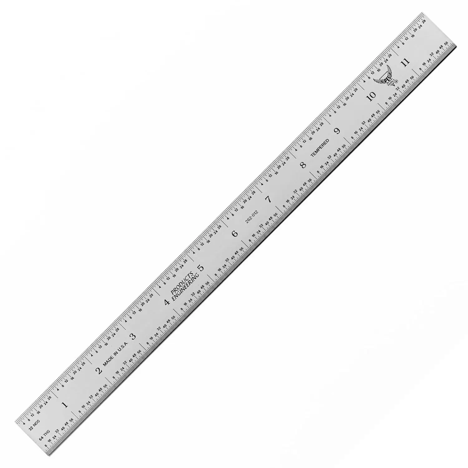 

12"/300mm High-Precision Steel Ruler with Dual English & Metric Scales, Satin Chrome Finish, Fully Hardened for Workshop Use