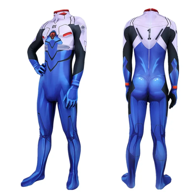 Anime EVA Ikari Shinji Cosplay Superhero Spandex Zentai BodySuits EVA Ikari Shinji  Boys Costume Outfit Halloween Costume Adult