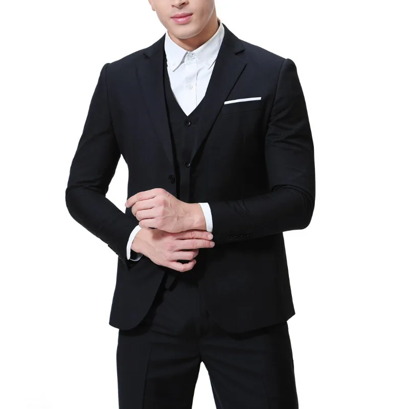 New Business Casual Suit Three-piece Groom Best Man Wedding Two-button Suit Suit