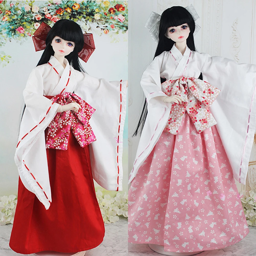 

Multi Size 1/6 1/3 1/4 Scale Doll's Kimono Suit Bow Decoration Top Skirt 2 Colors Fit BJD OB27 Female Action Figure Body Toy DIY