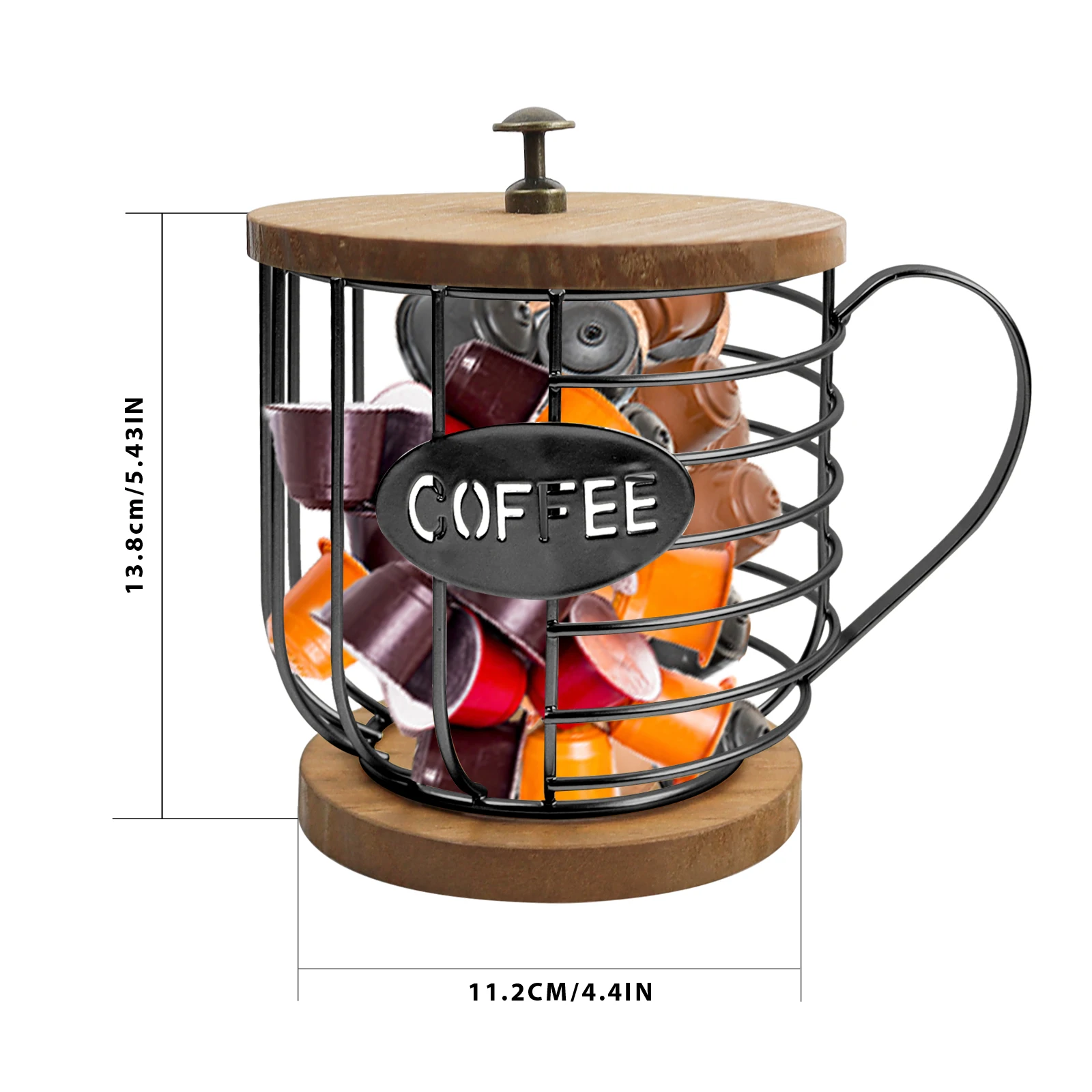 Coffee Pod Holder for K Cups, K Cup Holders for Counter, Mug Shape Coffee Pod Organizer, Coffee Pods Storage Basket for Coffee B