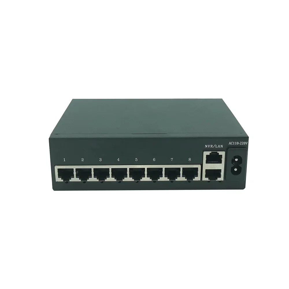 Gran oferta, 8 puertos Poe, 2 puertos, enlace ascendente, 100M y conmutador POE Ethernet 48V no administrado Gigabit