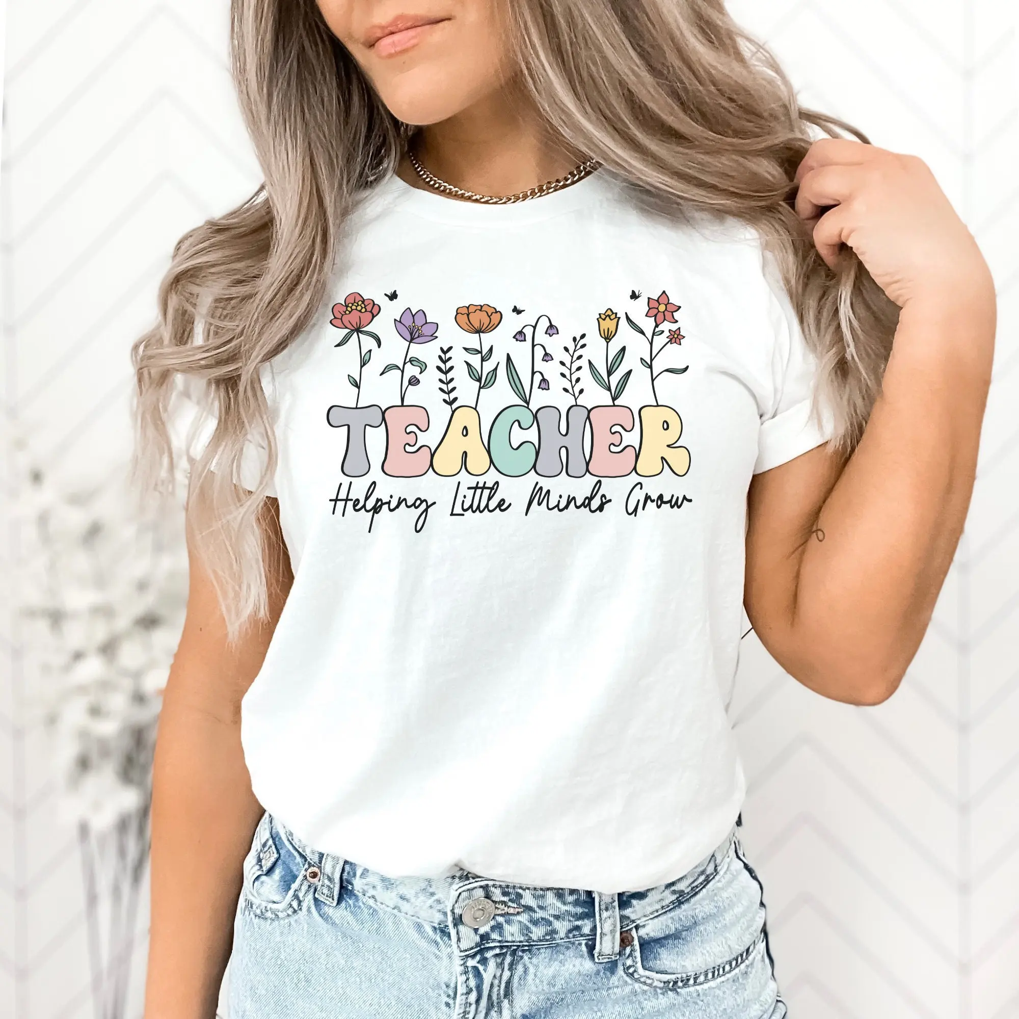 Teacher T Shirt Floral Tee Gifts Appreciation For Educator Inspirational