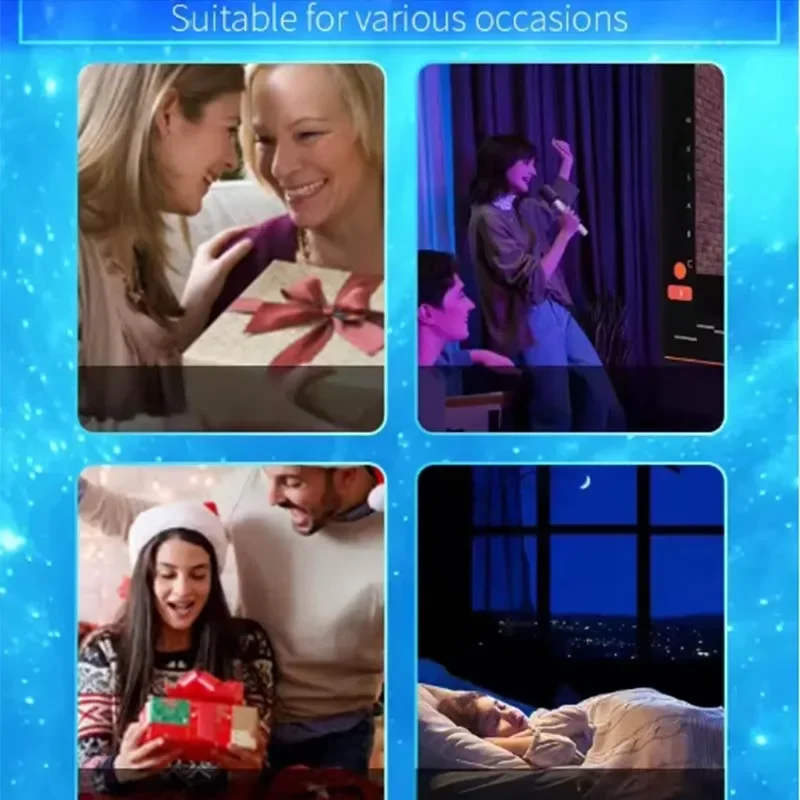 LED Starry Sky Projector with Bluetooth Speaker Voice Activated RGB Night Light for Bedroom Party & Christmas Decorations Gifts