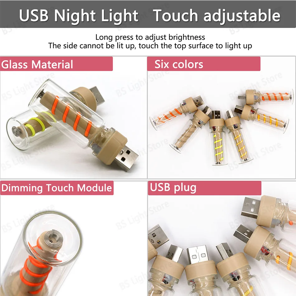 LED-Glühbirne 5V USB Dimmbare Touch-Lichtquelle DC5V Retro-Stil Edison LED-Beleuchtung Mini-Nachtlicht Auto-Zubehör Hintergrundbeleuchtung – Detail 3
