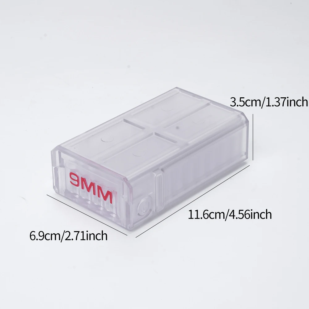 Translucent 9mm pull-out ammo storage box; desktop bullet organizer box; high-strength pressure-resistant plastic material; 50ro