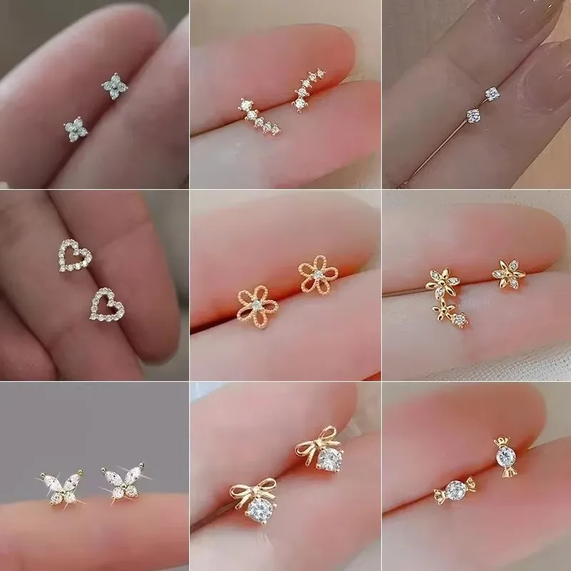 Hot Sell 925 Silver Needle Zircon Earrings Hypoallergenic Fa