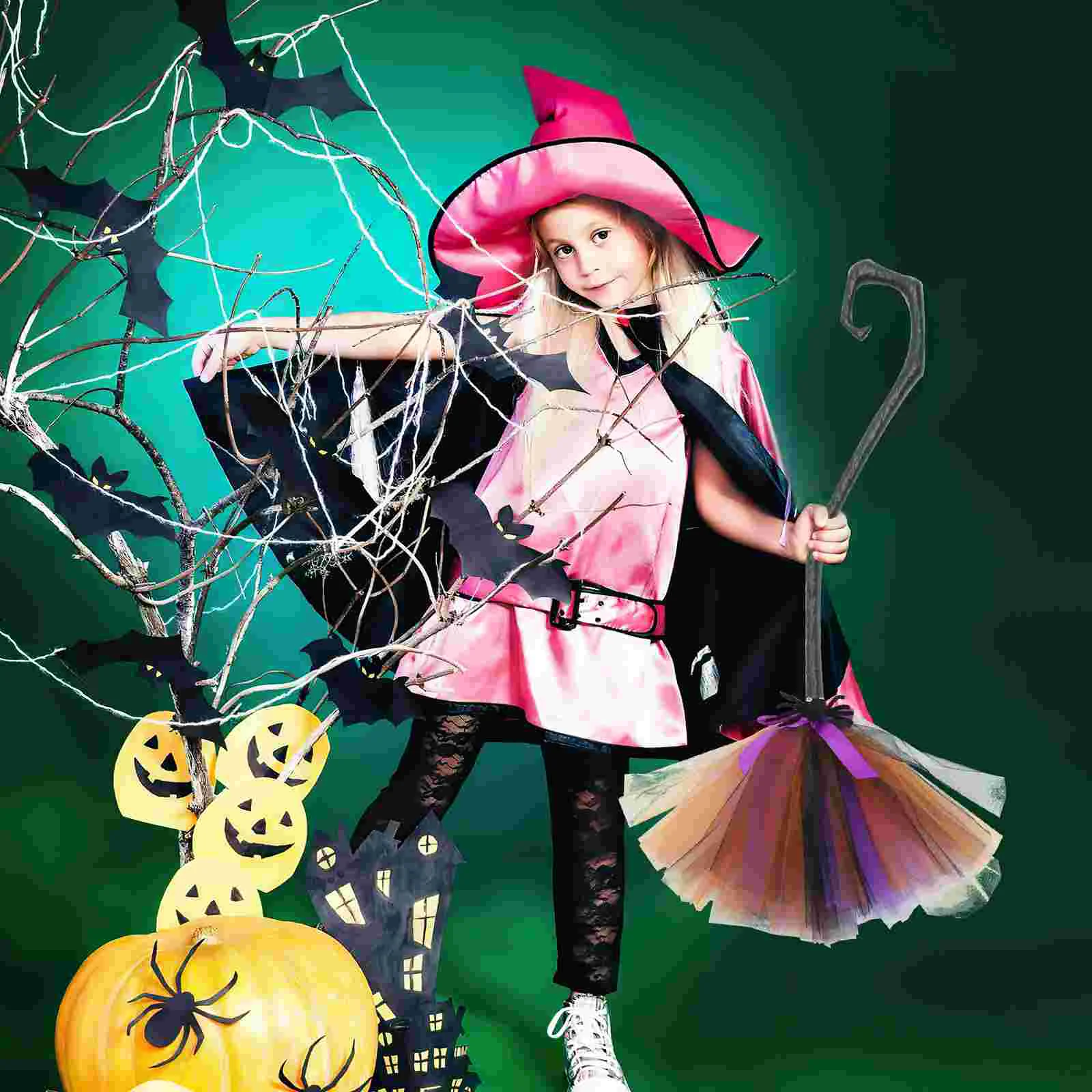 Small Witch Broomstick Cosplay Props Halloween For Decor Ornament Detachable Party