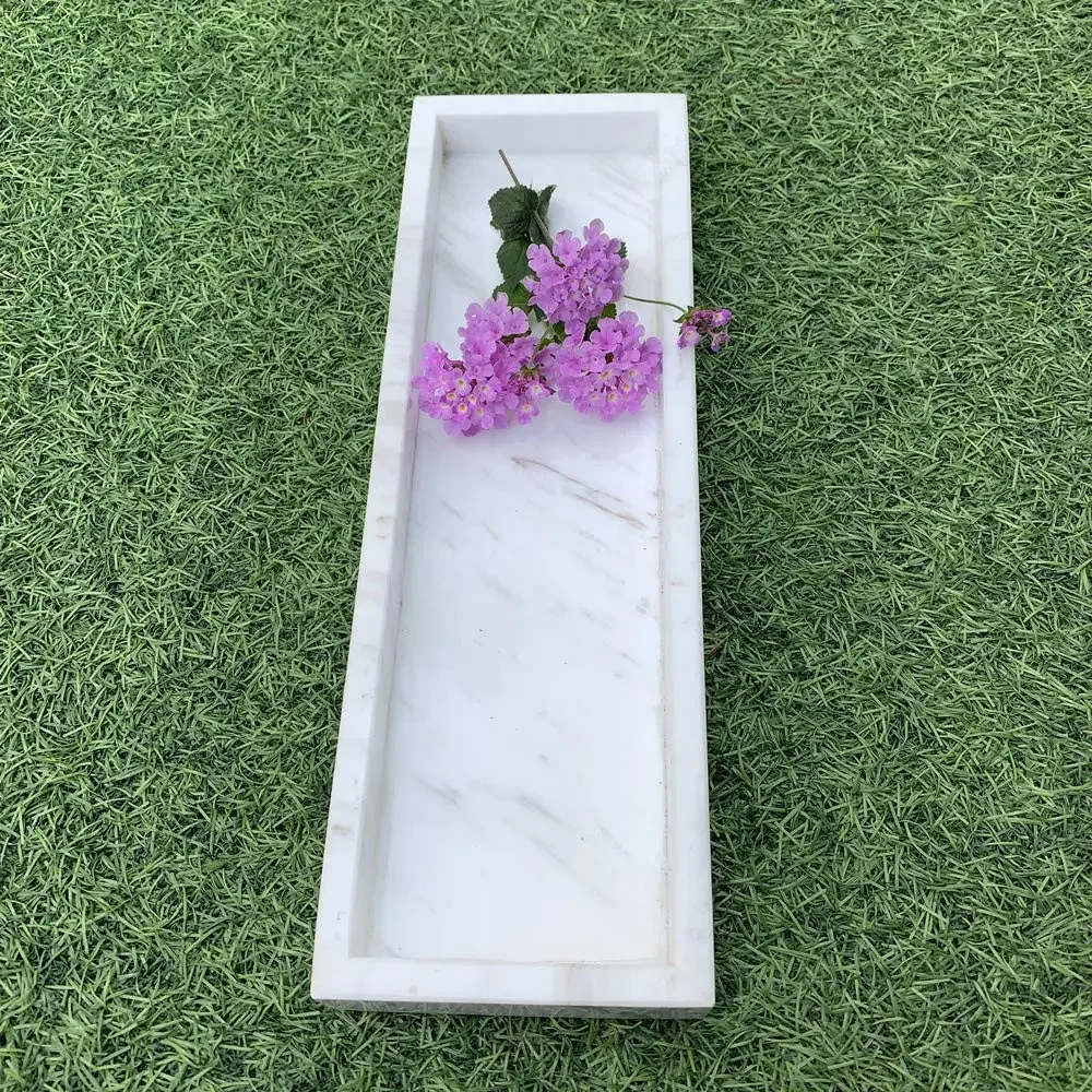 31x10x3cm 100% Natural Marble Smooth Sundries Storage Countertop Long jewelry Tray for Seasonings Utensils Candles Perfume