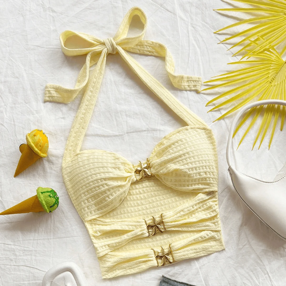 نمط الرغبة النقية، تصميم مرصع بنجمة خماسية مجوفة، تنحيف، بلوزة رسن متعددة الاستخدامات للصيف